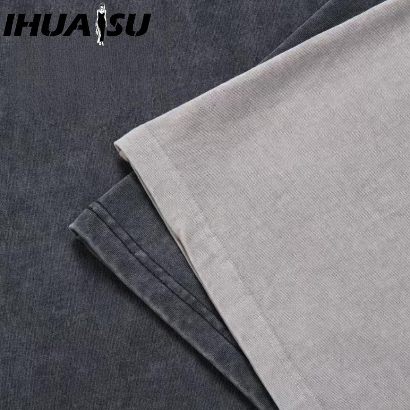 IHUASU Bavlněné tričko s krátkým rukávem Pánská móda Košile s volným polovičním rukávem Košile s potiskem
