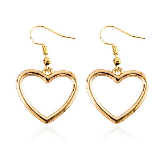 1 Pair Women Hollow Love Heart-Shaped Dangle Hook Earrings Jewelry Gift