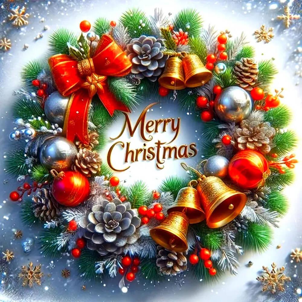 DIY 5D Diamond Painting Christmas Wreath Mosaic Candle Full Drill Embroidery Flower Crafts Art Supplies Unique Gift