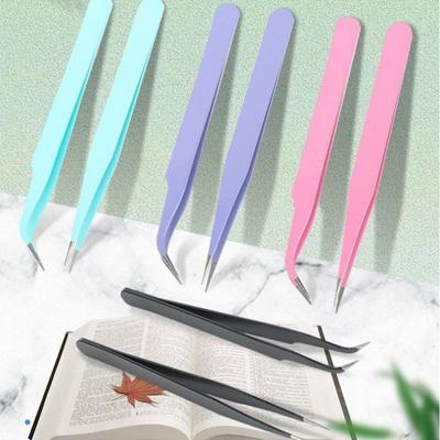 Colorful Tweezers & Planner Clips: Pointed/Curved Tip, Eyelash & Perler Bead Tool