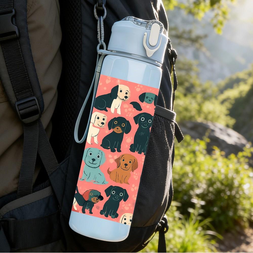 1 PZ Cucciolo di Razza Multi Colore Griglia 750ml Plastica Colorata Borraccia Sportiva Tappo Flip-Top con Cannuccia Anti-perdita Per Sport Ufficio Uso Domestico