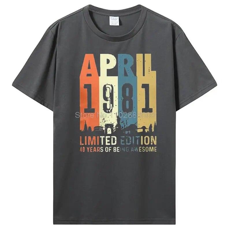 Vintage Tillverkad 1981 Alla Originaldelar Födelsedags-T-shirt Jubileums-T-shirt Oversized Unisex Kläder T-shirts För Unisex Streetwear
