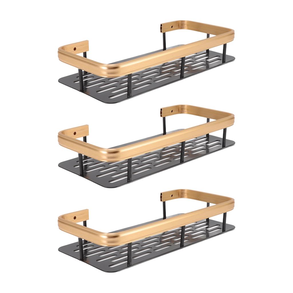 Shower Storage Rack 3 Layers Punch   Rectangle Aluminum Shower Shelf Basket for Home Bathroom