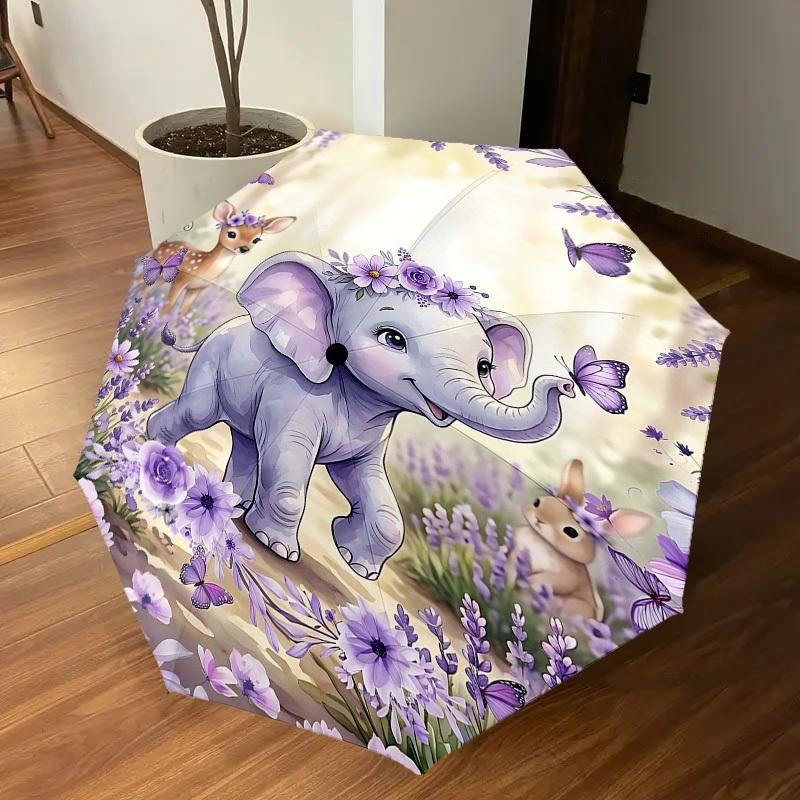1PC Elephant Umbrella-8-Rib Reinforced, Automatic Open, Lightweight & Durable, Fashion Accessory for Outdoor, H0344
