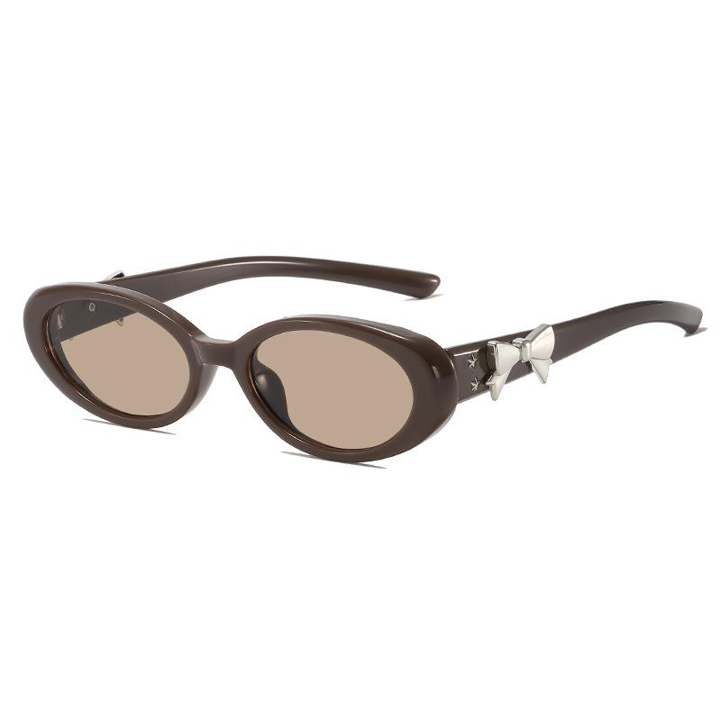Retro Sunglasses Women Luxury Brand Designer Bow Small Oval Sun Glasses Ladies UV400 Cute Sexy Black Eyewear