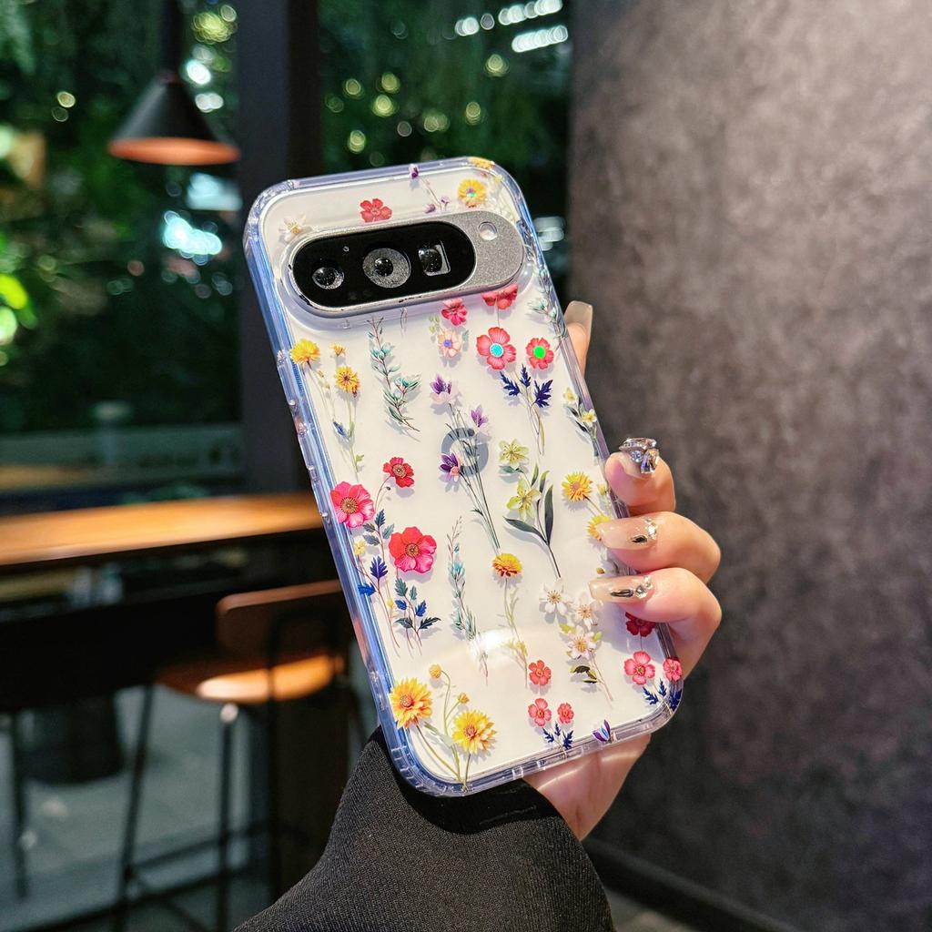 Serect Garden Flower Series Colorful Phone Case For Google Pixel 10 9 9A Pro XL Hard Acrylic Clear Protective Back Cover Bumper