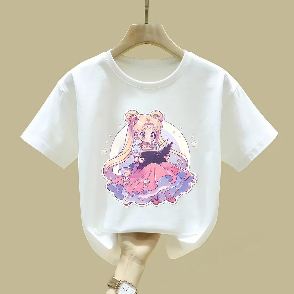 Maglietta Sailor Moon Bambini Ragazza Ragazzo Vestiti Estivi Neonato Cotone Magliette Stampa Manica Corta Top Bambini Toddler Anime Magliette Regalo
