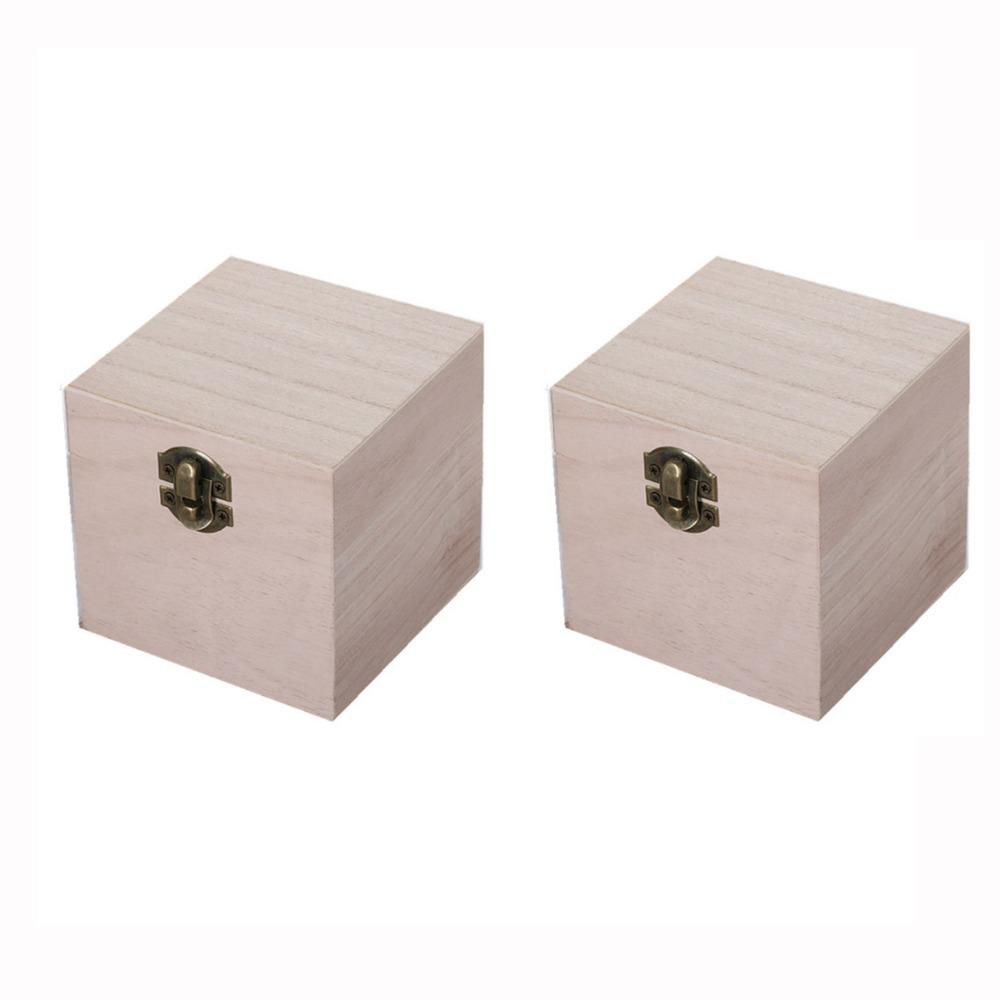 

2Pcs Simple Square Shaped Storage Container Handcrafted Jewelry Storage Box Necklaces Style A