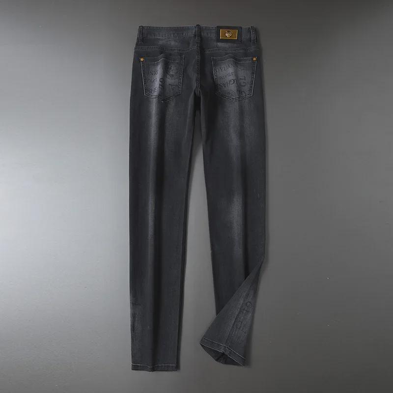 Herren Schwarze Skinny Tigerkopf Stretch Jeans - Luxus Print Hose