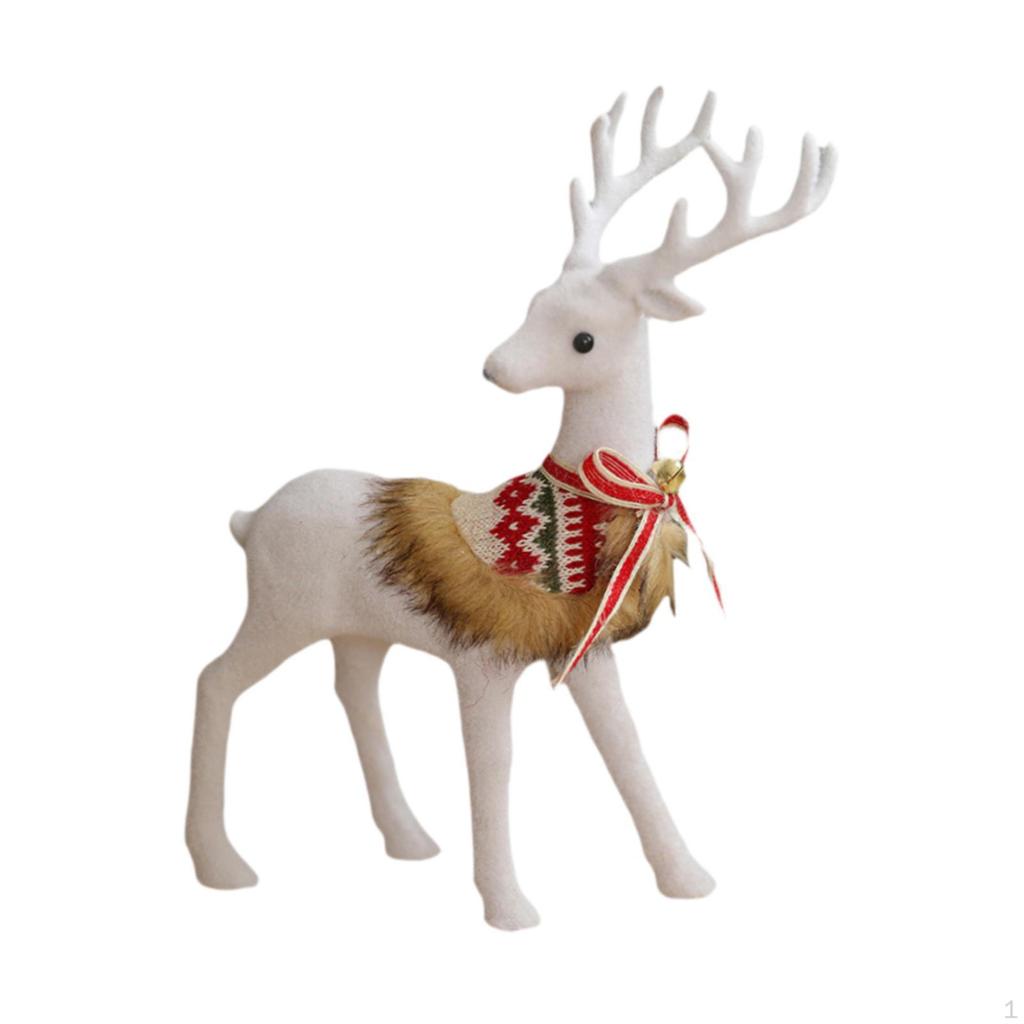 Christmas Deer Sculpture,Christmas Elk Statue ,Gift Figurine White for