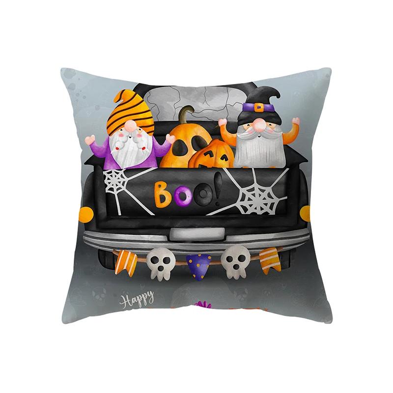 Scary Halloween Horror Pumpkin Bat Print Pattern Cushion Cover Home Living Room Sofa Decoration Polyester Pillow
