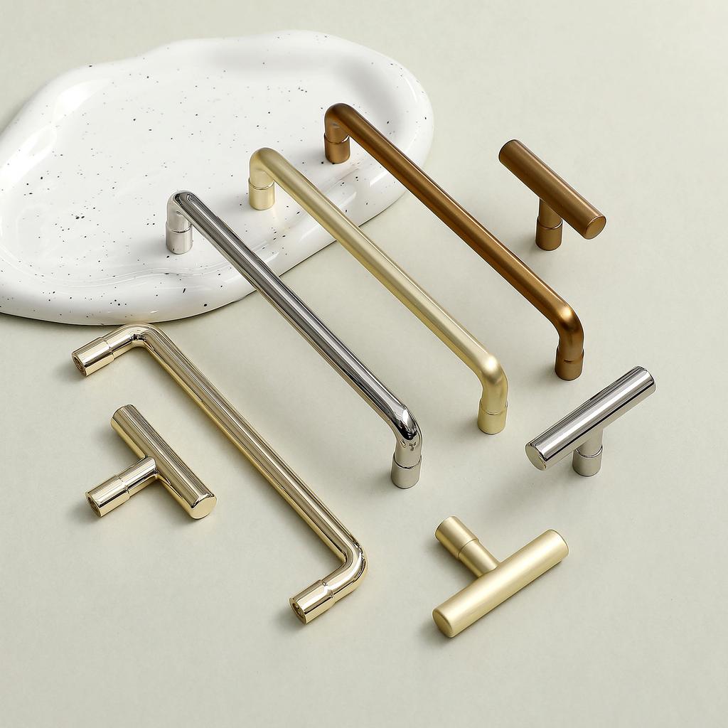 Modern Minimalist Zinc Alloy Gold and Sliver Cabinet Doors Handles Luxury Furniture Drawers Knob Wardrobes Pull