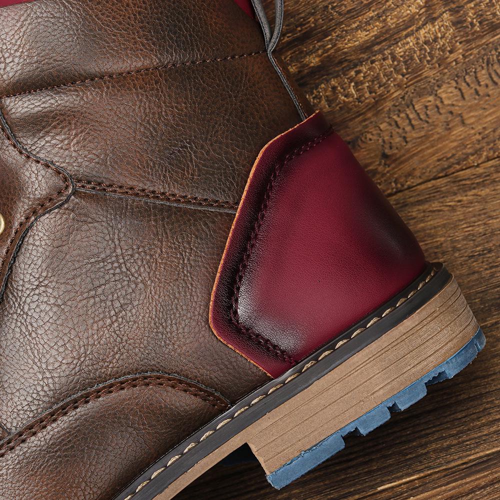 Plus Size Men's High-Top Leather Workwear Ankle Boots - US Size Fashion Martin Boots