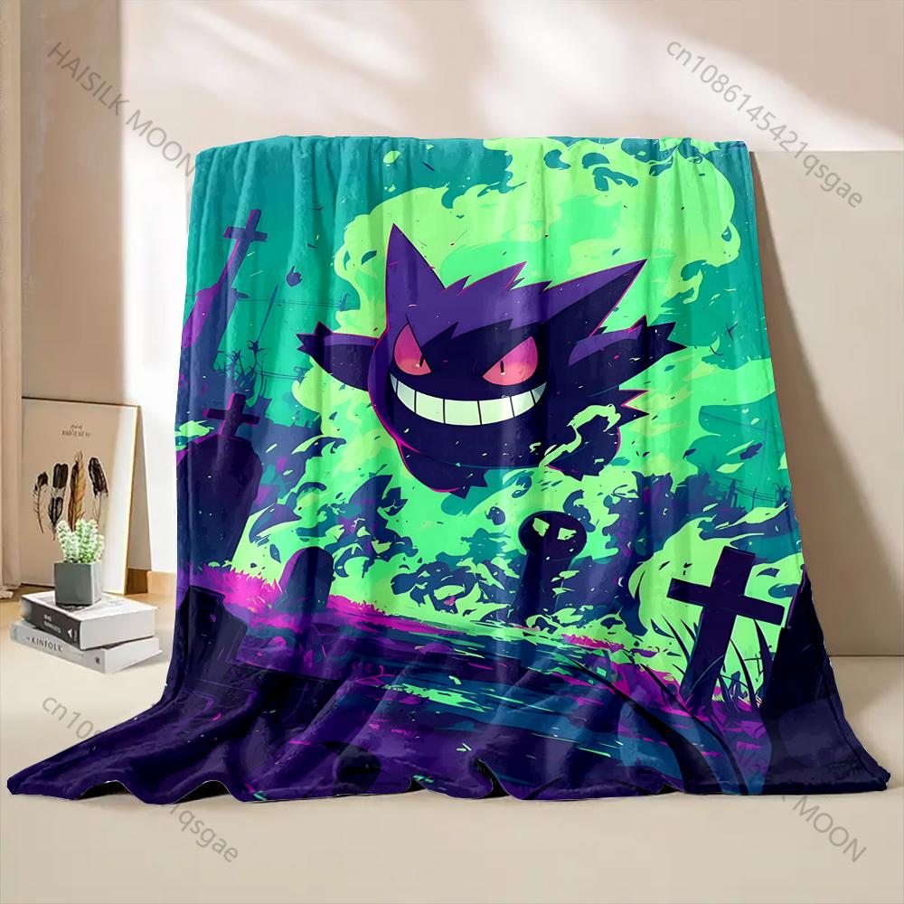 New Product Japan Pokemon Gengar Print Blanket for Home Sofa Travel Office Break Blanket Children Student Kids Luxury Gifts