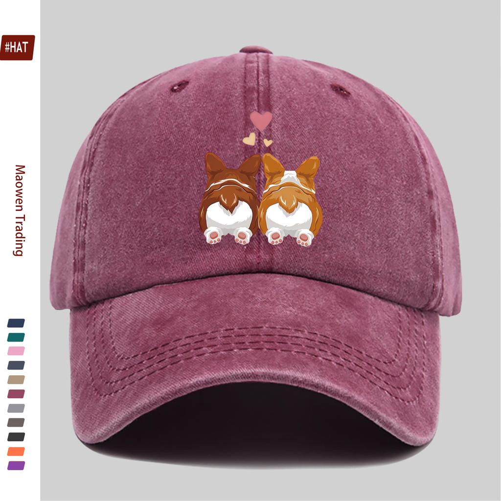 pc HeartShaped Corgi Silhouette Printed Baseball Cap Pet Print Design Golf Hat Home Leisure Decor Hat Comfortable Lightweig