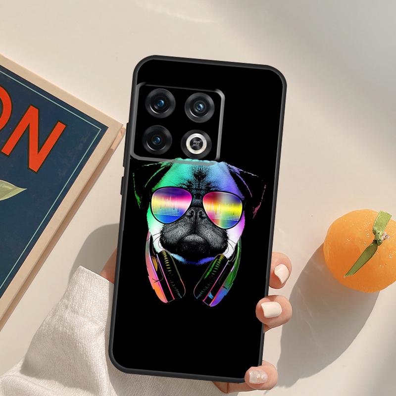 Funny Cartoon Pug Case For OnePlus 13R 12R 10R 13T 10T 11 12 13 15 OnePlus Nord 5 CE 2 3 4 Lite N20 N30 Cover