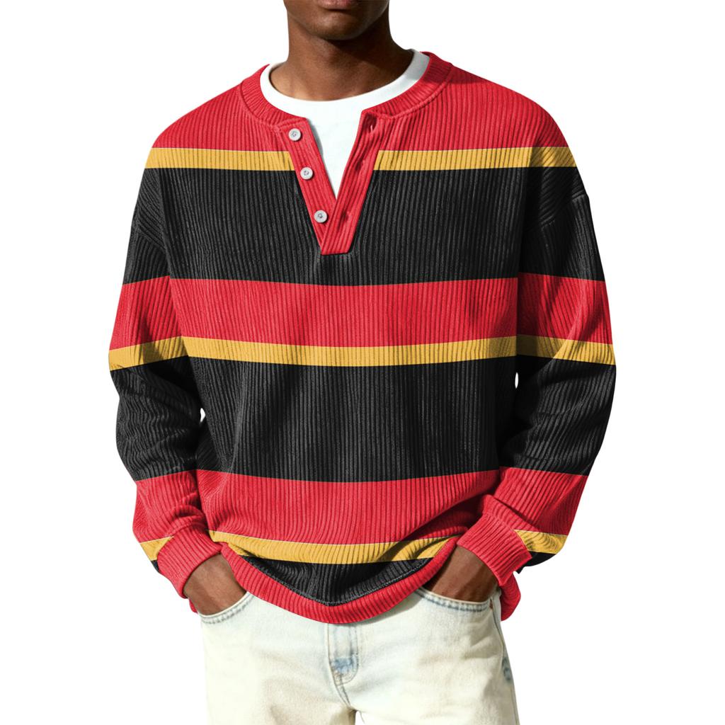 Herren Button-Down Kragen Langarm Rippstrick Pullover