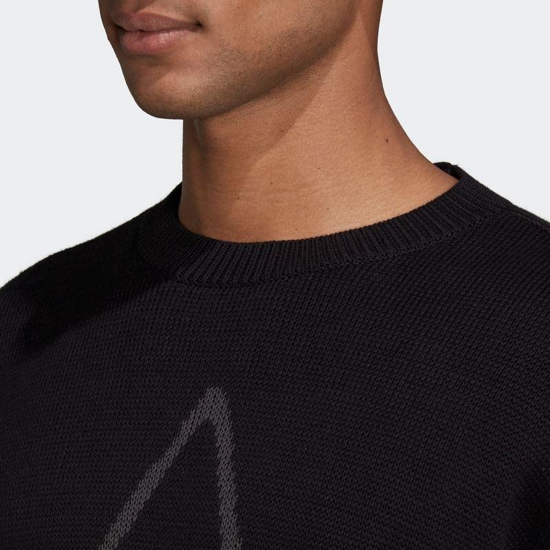 Adidas Originals Crew Geometrische Stickerei Strickpullover Herren Tops Schwarz H11501
