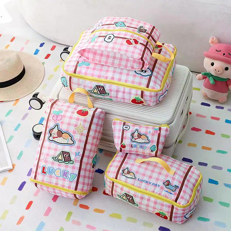 Cute Zippered Travel Storage Bag Large Capacity Waterproof For Clothes, Underwear, Suitcases Clothing Classification Storage Bag