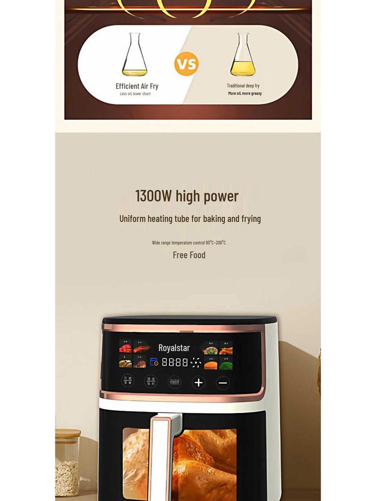 Rongshengda Smart Multifunctional Air Fryer Oven - Large Capacity, Fully Automatic, Electric Visual Fryer for Home Use
