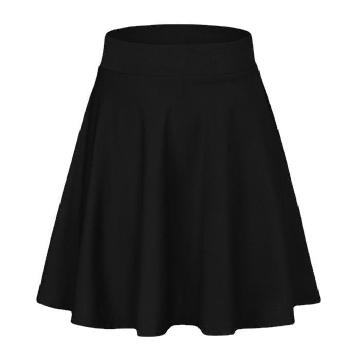 Women's Skirt Casual Solid Elastic Pleated Long Skirts A Line Skirt