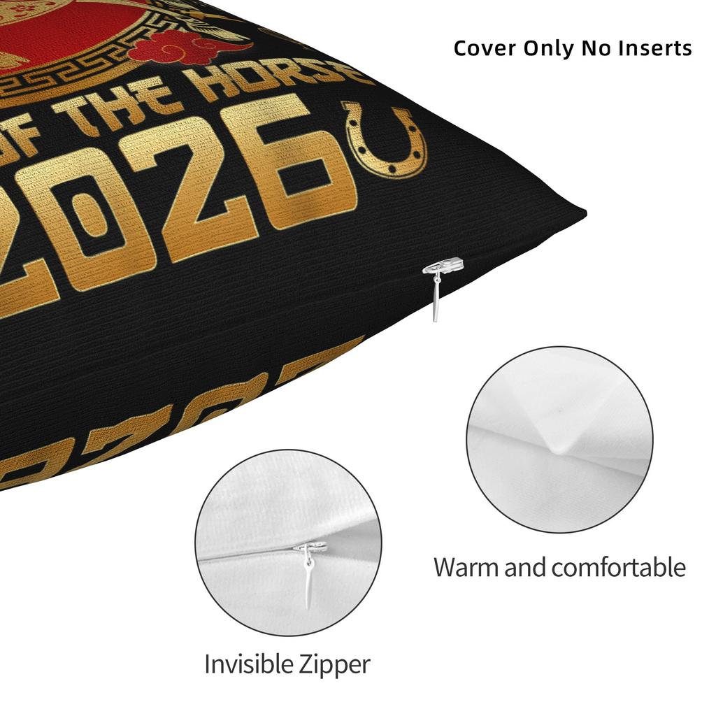 Chinese New Year Year Of The Horse (5) Pillowcases Novelty Pillow Case For Sofa Home Decor Print Pillow Cover