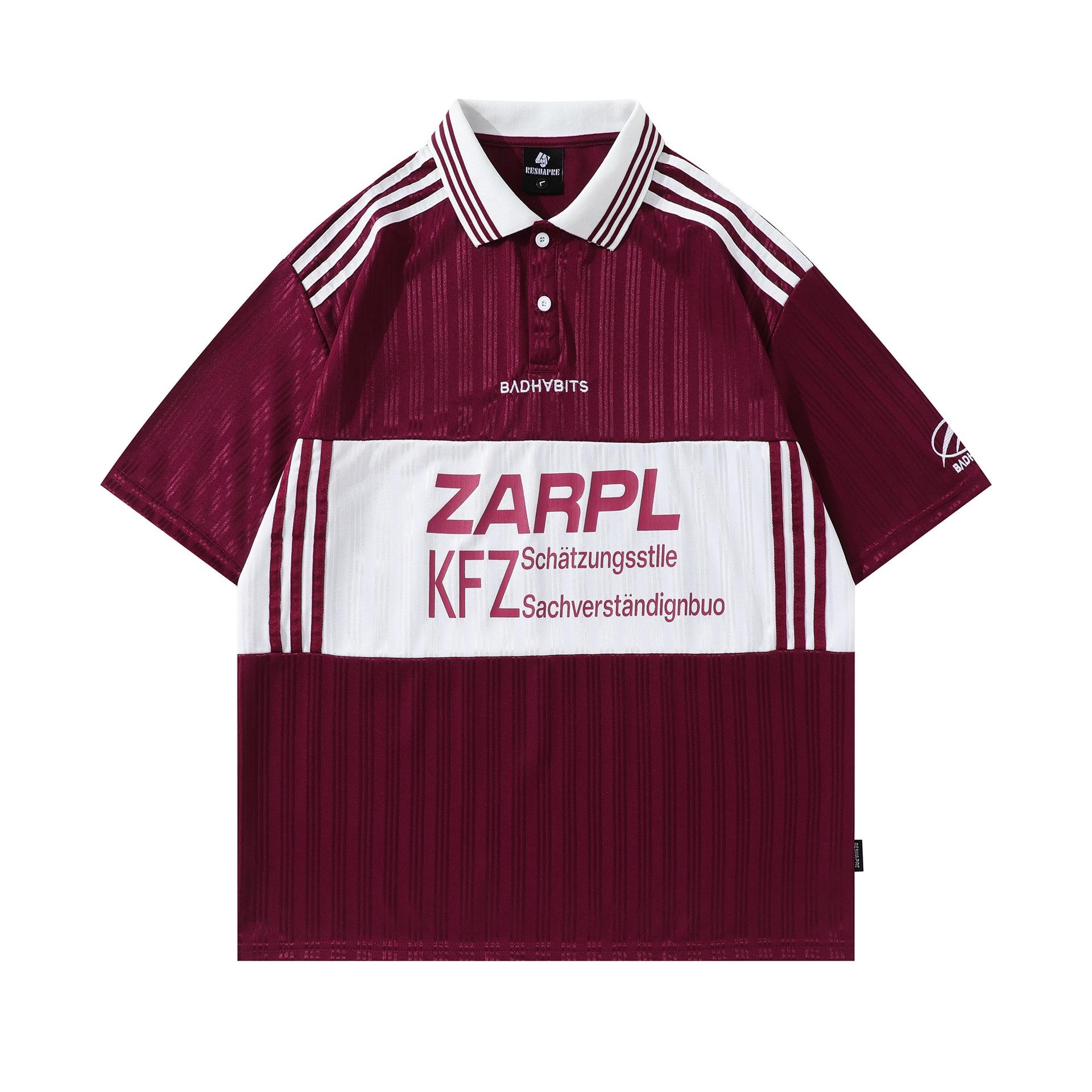 Men s summer American jersey short-sleeved jersey club contrasting lapel polo shirt M красный