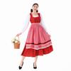 Oktoberfest Dirndl Dress Red Plaid Costume for Women Polyester