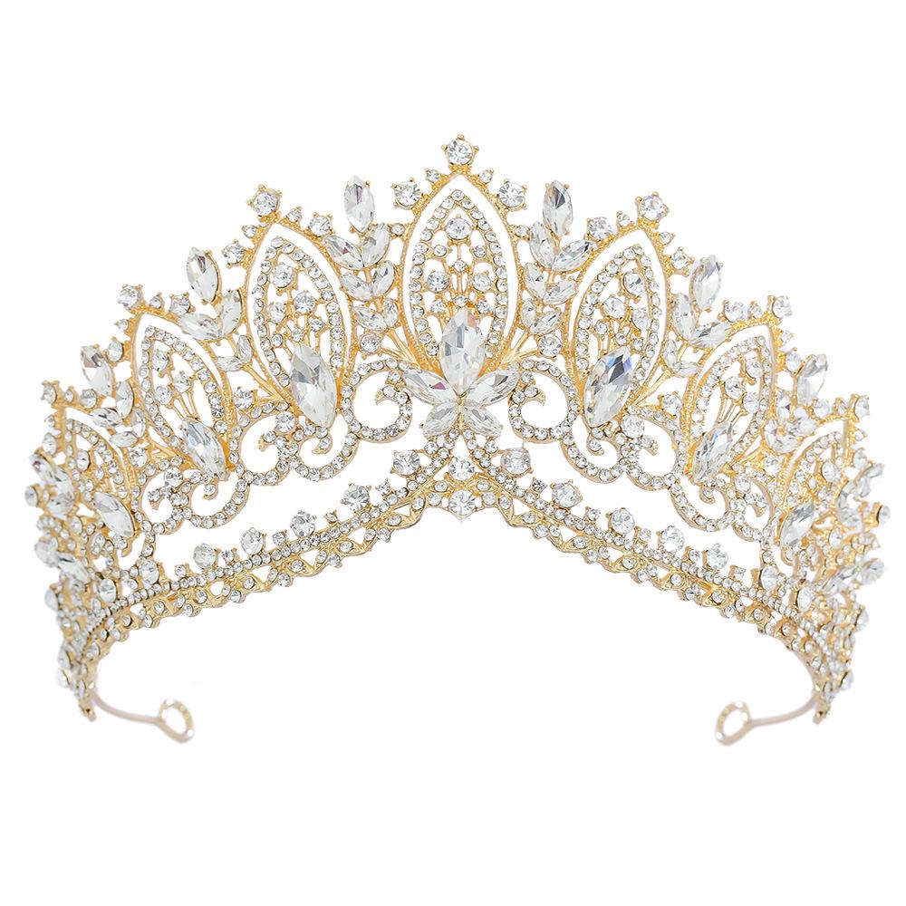 Luxury Sparkling AB Crystal Green Tiara Crown Bridal Diadem Set Regal Wedding Hair Zircon for Bride Party Galas Formal Events