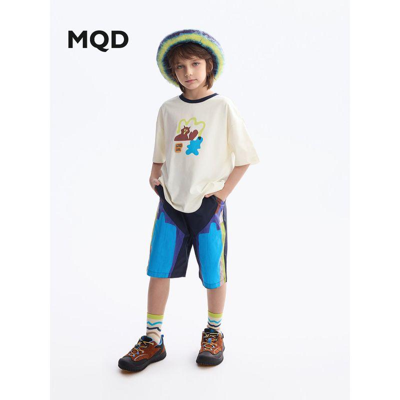 Mqd Children's Clothing Boys' Suit Summer New Style Kidsren's Patchwork Breathable Short-Sleeved T-Shirt Trendy Cool Shorts Two-Piece Set