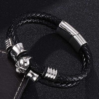 Punk Echtes Leder Schädel Herren Armbänder & Armreifen Verschluss Armband Punk Schmuck Geschenk