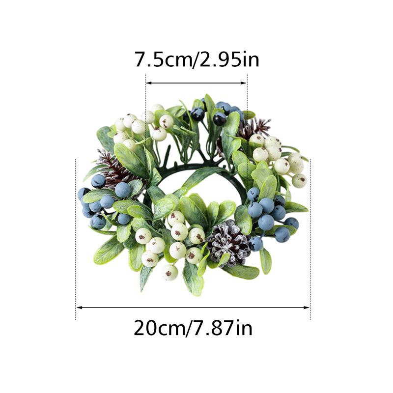 22cm Candle Decoration Cute Mini Wreath Home Decor Simulated Berries Multifunctional Christmas Decor Elegant Christmas