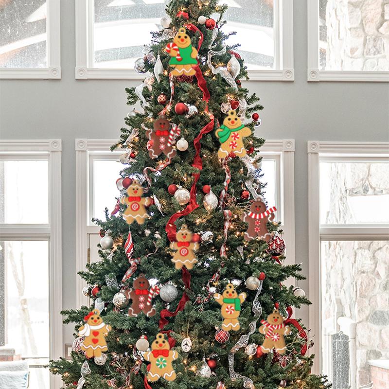 6/12pcs Gingerbread Man Ornaments Xmas Tree Hanging Pendant Christmas Decorations for Home 2024 New Year Gift Navidad Noel