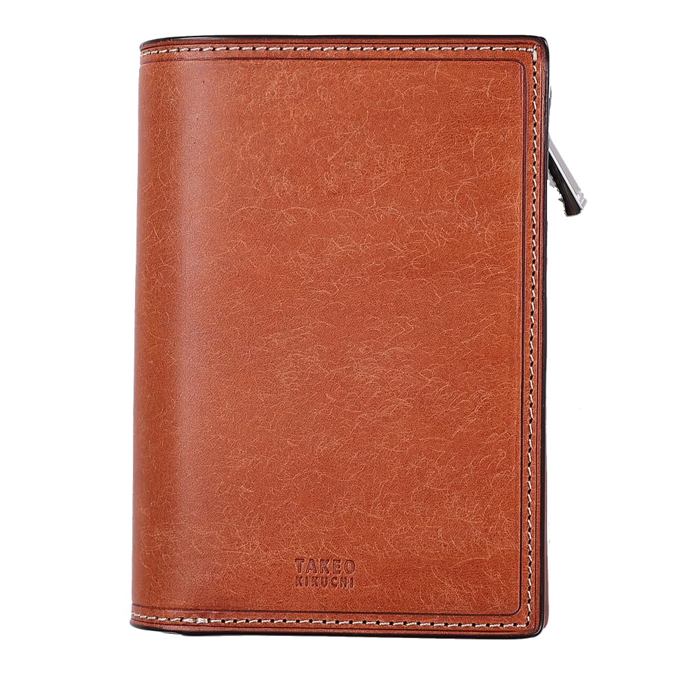 Takeo Kikuchi Margo II Bifold Genuine Medium Half Brown Cowhide Leather Men's Wallet, Leather, Wallet, Wallet, Semi-Long Wallet,