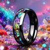 Anillos de acero inoxidable de 8 mm para hombre con diseño de cielo estrellado colorido, alianza de boda negra única, anillo para parejas con incrustaciones de mármol de colores, regalo.