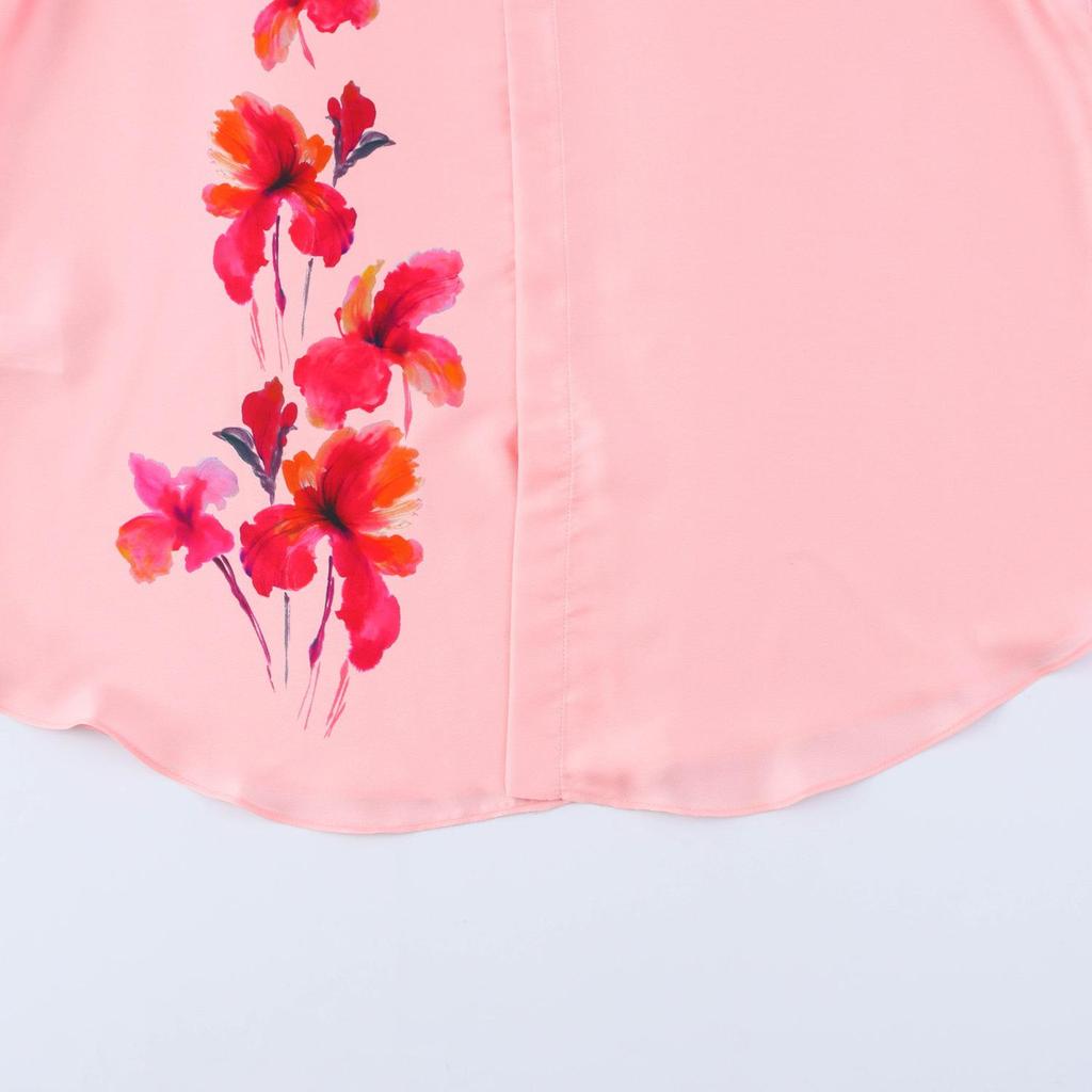 TAOP&ZA Women's Floral Print Satin Shirt - Spring/Summer Style
