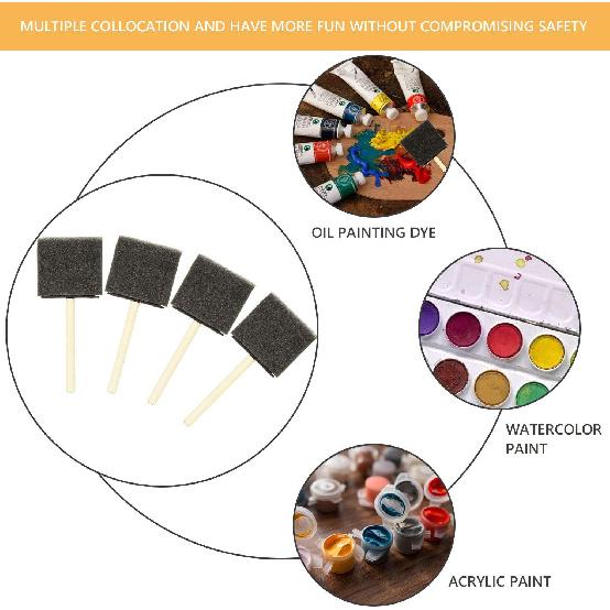Foam Paint Brushes, 50 PCS Sponge Paint Brush for Painting, Staining, 3 inch Foam Sponge Wood Handle Paint Brush Set