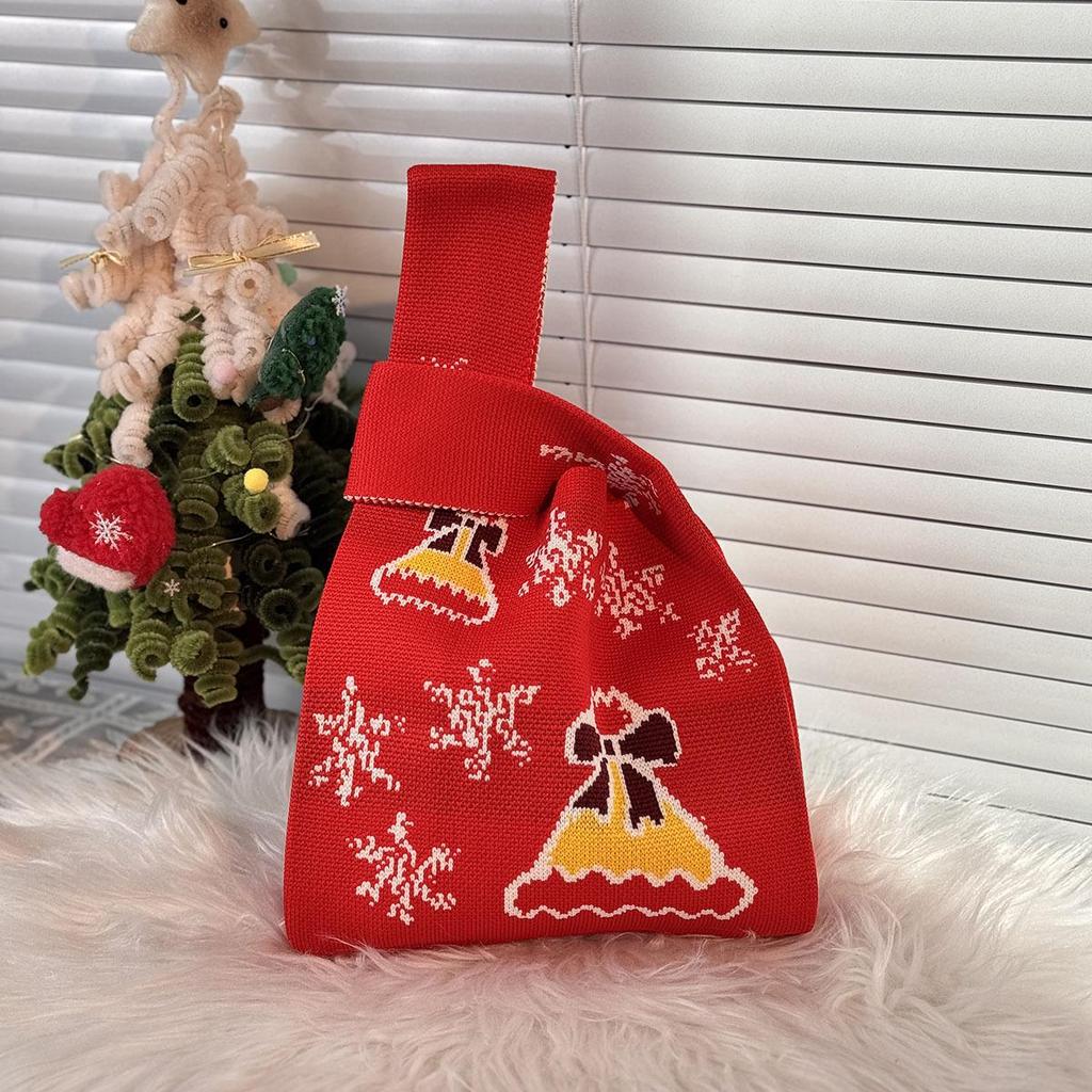Holiday Gift Bag & Box for Christmas and Party Favors: Knitted Bag & Apple Candy Bag