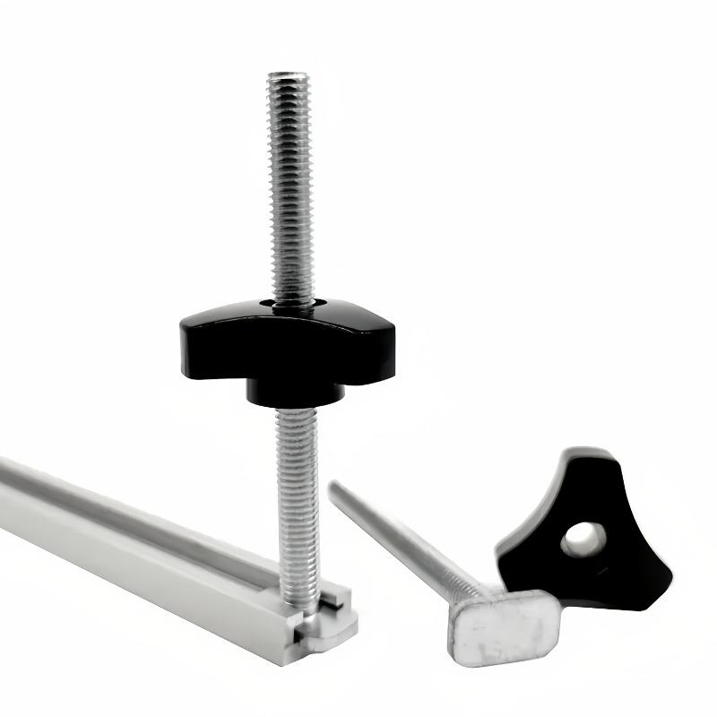 4sets T Type Screw Knob Kit Oblique Rail Sliding Nut Slot Bolt Fixture M8 Woodworking Tool Fixture