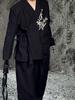 2025 Autumn Girls' Bamboo Leaf Embroidered Suit Dress - New Chinese Style
