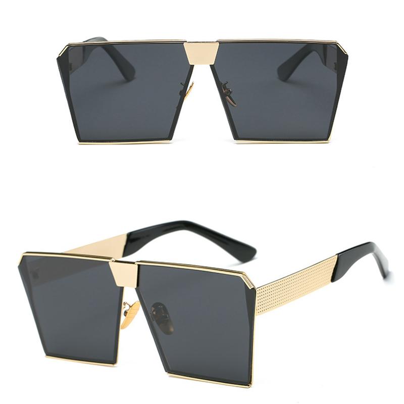 Fashion Luxury Brand Designer Oversized Square Sunglasses Women For Men Vintage Flat Top Mirror Shades Trend Punk Sun Glasses