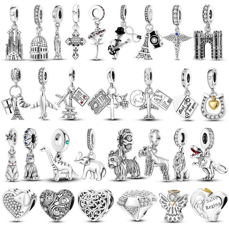 Copper Charms Tower Angel Wings Gothic Style Pendant Fit 4Mm Hole Diameter Bracelet For Women Diy Jewelry Making