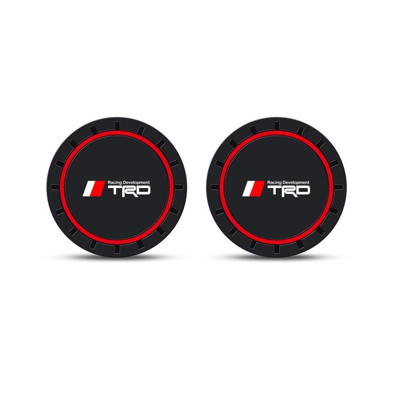 2PCS Silicone Car Coaster Water Cup Slot Non-Slip Pad For Toyota TRD Hilux C-HR Rav4 Avensis Yaris Prius Corolla Camry Auris