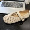 Fashion Women's Flat Shoes Mary Jane 2025 Summer New Casual Shallow Sandals Fashion Trend Weave Ballet Shoes Breathable Outdoor Shoes