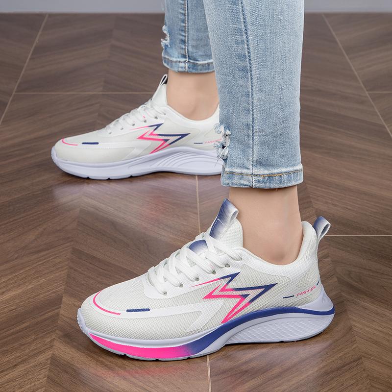 Women'S Running Shoes Thick-Soled Anti-Slip Casual Shoes Women Soft Lace-Up Lightweight Breathable Sports Shoes Women