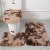 Non Dye Tie Slip Mat Fluffy Plush Bathroom Toilet Seat Cover Carpet 3 Piece Set