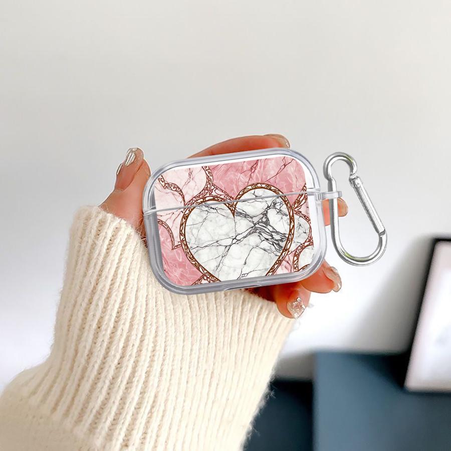 Clear Earphone Cases Cover Case For Airpods 4 1 Pro2 Pro Pro3 2 3 Pink Heart Spliced Marble