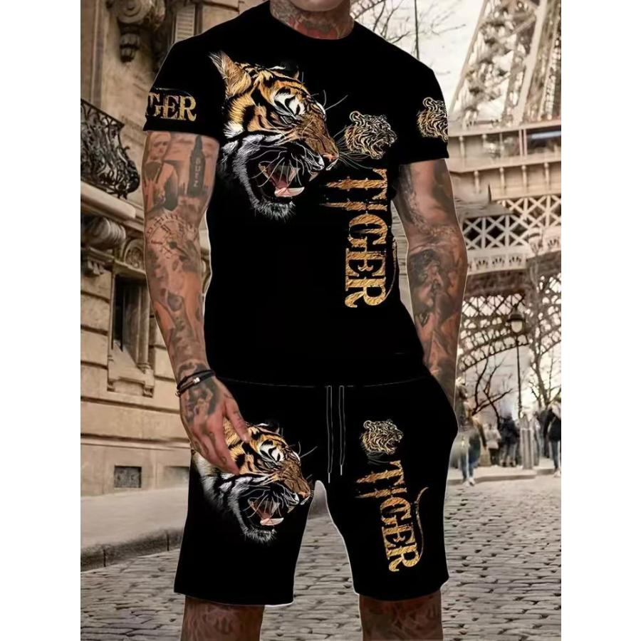 Fashion Resort Style Men's T-Shirt Short Sleeve Shorts Two-Piece Set Summer 3D Print