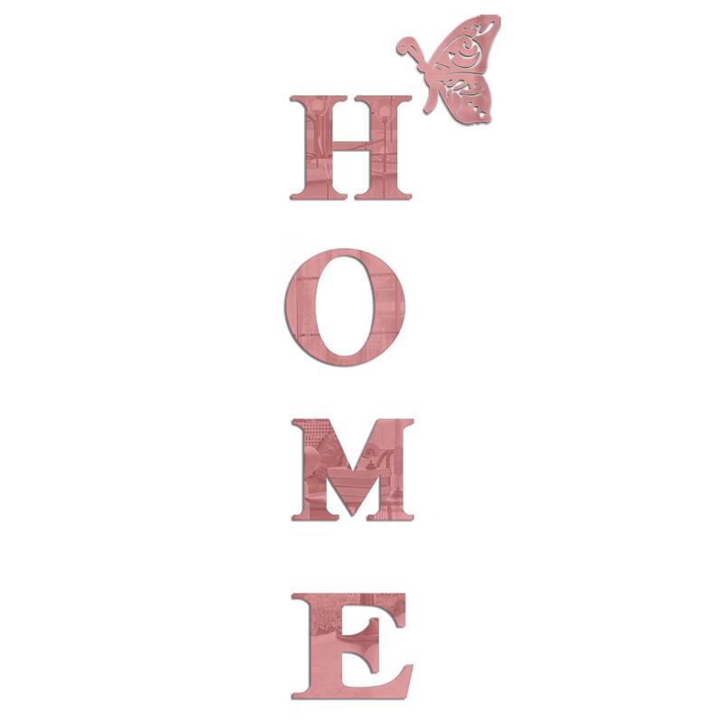 1 Set Acrylic 3D Family Slogan Self-Adhesive Wall Sticker DIY Mirror Home Decor HOME Removable English Alphabet