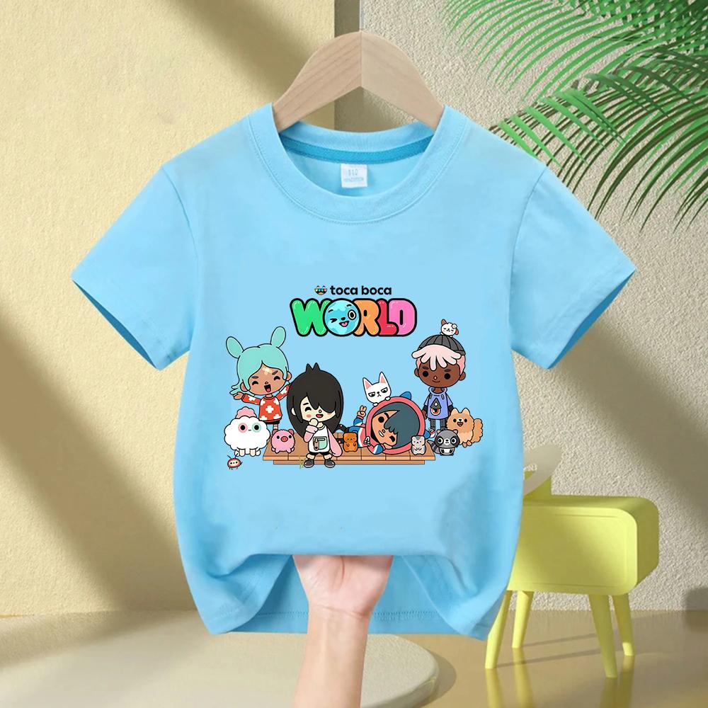 Toca Boca World Magliette in Cotone Bambine Bambini Vestiti Gioco Toca Life World Maglietta Bambini Comode Versatili Top Estivi Manica Corta